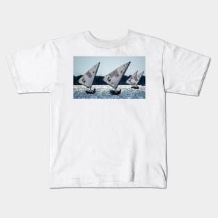 Lasers Sailing in Silhouette Kids T-Shirt